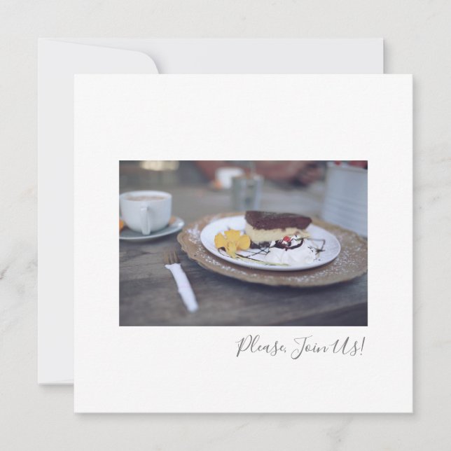 Carte De Remerciements S'Il Vous Plaît Joignez-Vous À Nous Café Cheesecak (Devant)