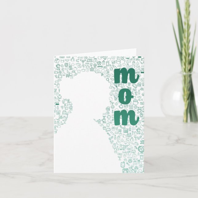 Carte De Remerciements Silhouette blanche d'une maman (Devant)