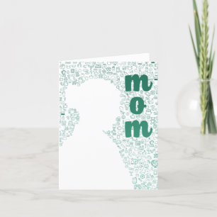 Carte De Remerciements Silhouette blanche d'une maman