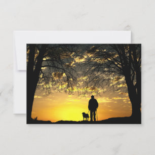 Carte De Remerciements Silhouette d'arbre de l'homme et du chien au couch
