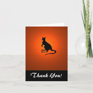 Carte De Remerciements Silhouette de kangourou sur rayures orange et roug