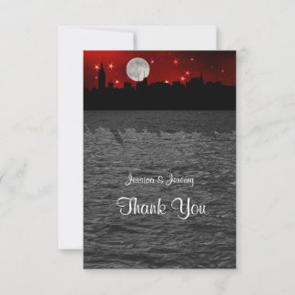 Carte De Remerciements Silhouette de la ville de New York sous la Lune Ro