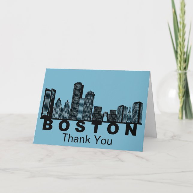 Carte De Remerciements Silhouette de l'horizon de Boston  (Devant)