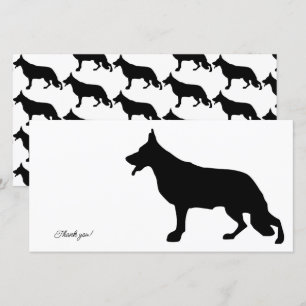 Carte De Remerciements Silhouette noire berger allemand