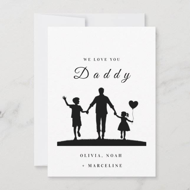 Carte De Remerciements Silhouette personnalisée « Nous t'aimons Papa » (Devant)