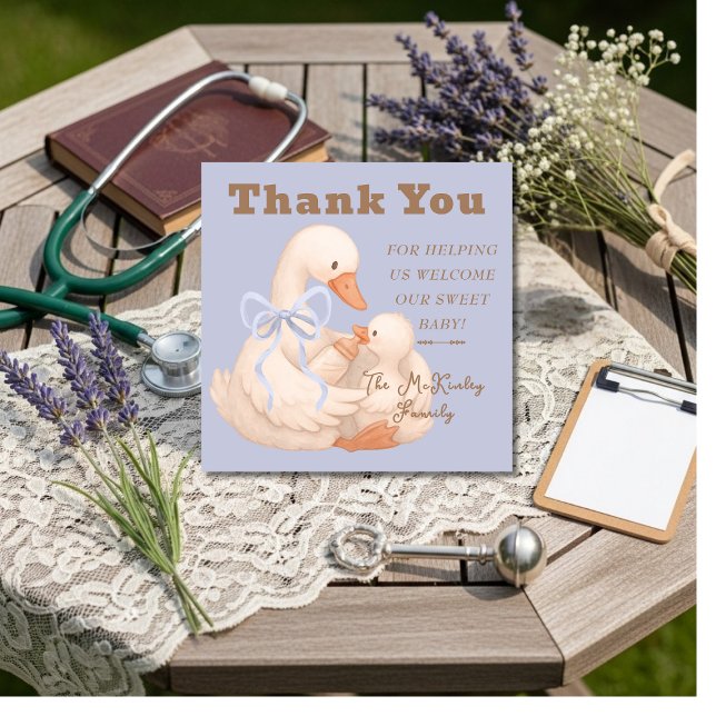 Carte De Remerciements Silly Goose Blue Labor  Delivery NICU Hospital    (Silly Goose Blue Labor Delivery NICU Hospital Thank You Card)