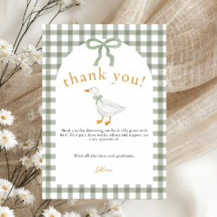 Carte De Remerciements Silly Goose Green Gingham Cottagecore Baby Shower