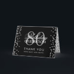 Carte De Remerciements Silver Black 80th Birthday Thank you Glitter<br><div class="desc">Elegant 80th Birthday Party Silver Faux Glitter Confetti Black Template. Easy to use and easy to personalize. Order Today</div>
