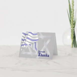 Carte de remerciements Silver & Blue Bar Mitzvah