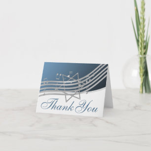 Carte De Remerciements Silver Blue Music in the Air Thank You Note