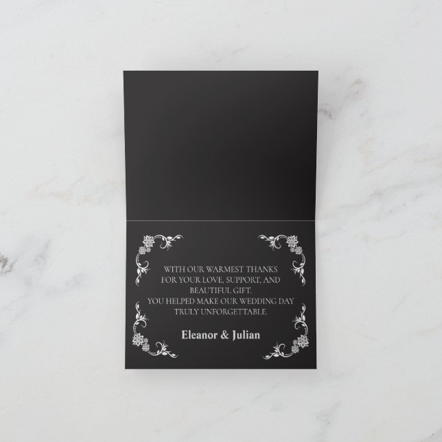 Carte De Remerciements Silver Elegance Collection Wedding Folded  (Intérieur)
