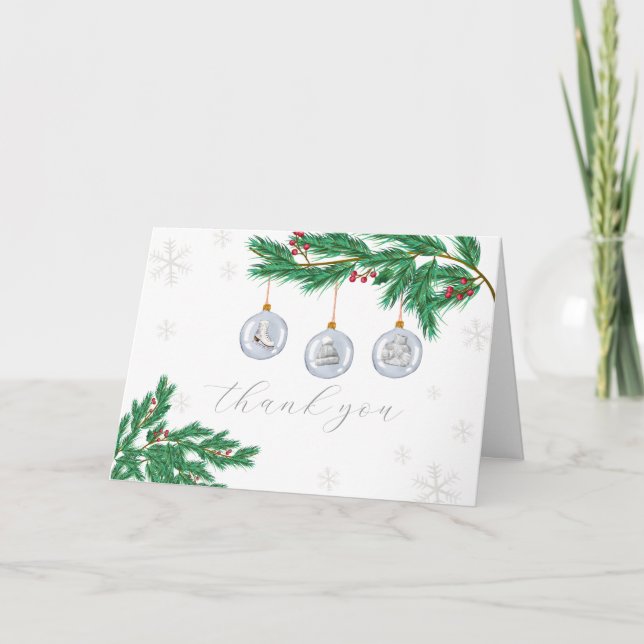 Carte De Remerciements Silver Modern Winter Clothes Ornaments Baby Shower (Devant)