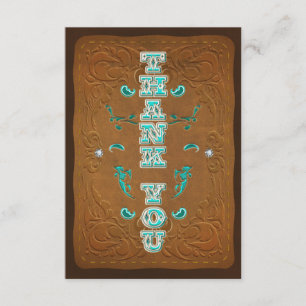 Carte de remerciements simili cuir Brown rustique