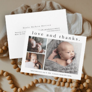 Carte De Remerciements Simple Amour et Remerciements Annonce de Bébé Merc