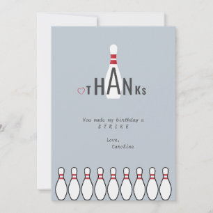 Carte De Remerciements Simple Anniversaire Bowling Dusty Blue Tout Âge