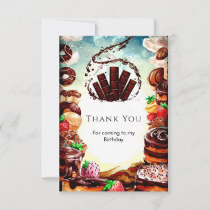 Carte De Remerciements Simple Anniversaire Chocolat Aquarelle