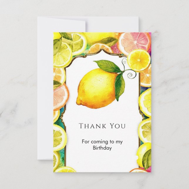 Carte De Remerciements Simple Anniversaire Citron Mignon (Devant)