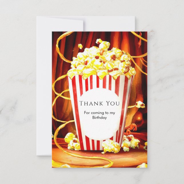Carte De Remerciements Simple Anniversaire Popcorn Boho (Devant)