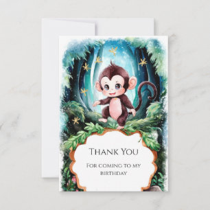 Carte De Remerciements Simple Anniversaire Singe Mignon