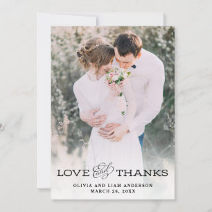 Carte De Remerciements Simple aspect Vintage Photo mariage