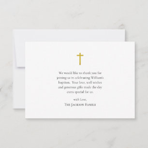Carte De Remerciements Simple Baptême Catholique Romain Minimaliste