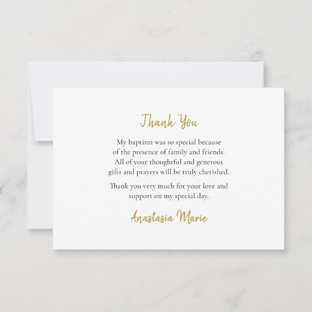 Carte De Remerciements Simple baptême chrétien orthodoxe (Devant)