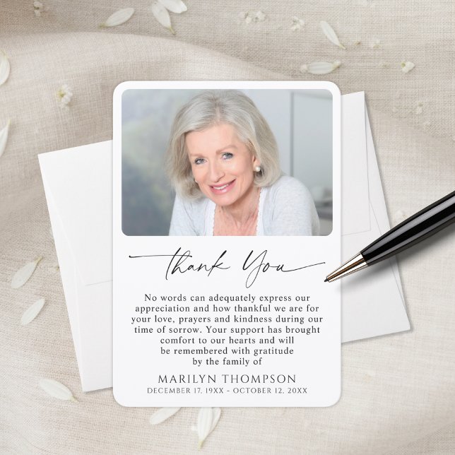Carte De Remerciements Simple Bereavement Funeral Memorial Photo (Créateur téléchargé)