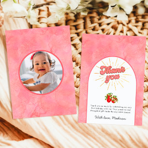 Carte De Remerciements Simple Berry Premier Anniversaire Rose Photo Frais