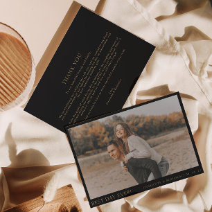 Carte De Remerciements Simple Black Gold photo Meilleur jour jamais Maria