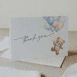 Carte De Remerciements Simple Bleu Teddy Ours bébé Garçon Douche<br><div class="desc">Express votre gratitude avec notre adorable Carte de remerciements de douche bébé bébé bébé en peluche mignonne. Conçu avec un charmant Ours en peluche orné d'un ruban bleu sucré, il saisit parfaitement la joie de votre baby shower. Chaque carte mesure 5, 6 x 4 pouces lorsqu'elle est pliée, ce qui...</div>