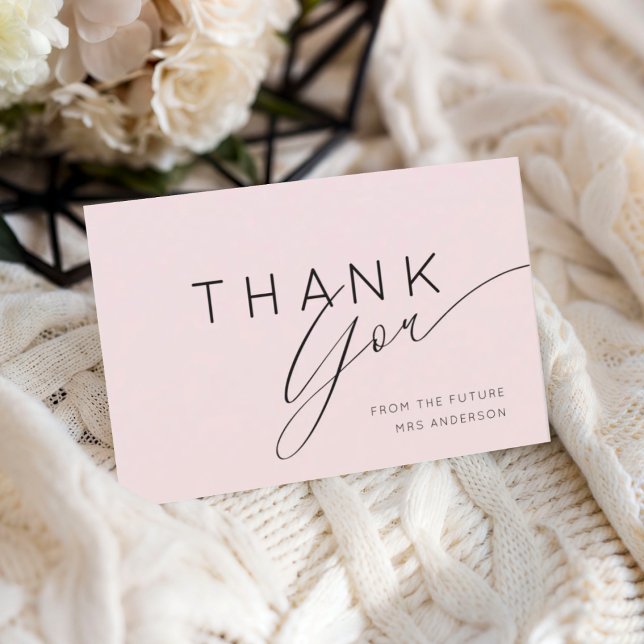 Carte De Remerciements Simple Blush Pink Thank You Bridal Shower  (Créateur téléchargé)