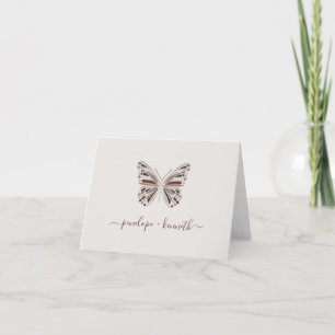 Carte De Remerciements Simple Boho Butterfly Burgundy Taupe Mariage