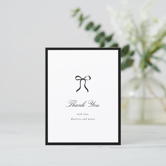 Carte De Remerciements Simple Bow Mariage Classique (Debout devant)