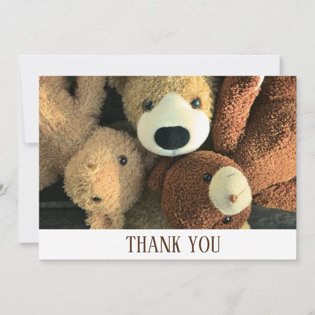 Carte De Remerciements Simple Brown Rustique Cute Teddy Bear Thème (Devant)