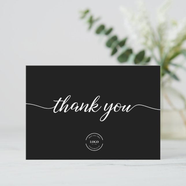 Carte De Remerciements Simple Business Customer Appreciation Black white (Debout devant)