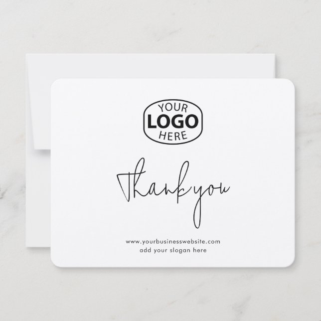 Carte De Remerciements Simple Business Logo and Website Customers (Devant)