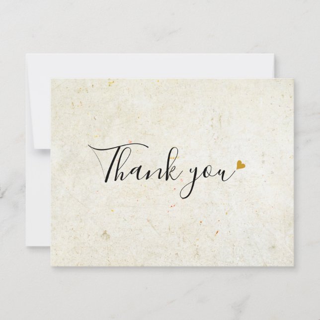 Carte De Remerciements Simple Business Rustique Boho Or Cœur Script (Devant)