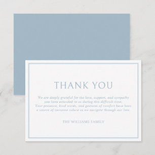Carte De Remerciements Simple Cadre Dusty Blue Classique Deuil Sympathie