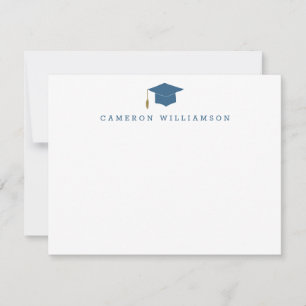 Carte De Remerciements Simple Casquette de Remise des Diplômes en Bleu Pe