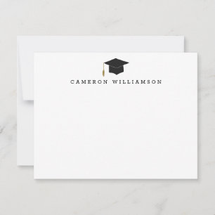 Carte De Remerciements Simple Casquette de Remise des Diplômes en Noir Pe