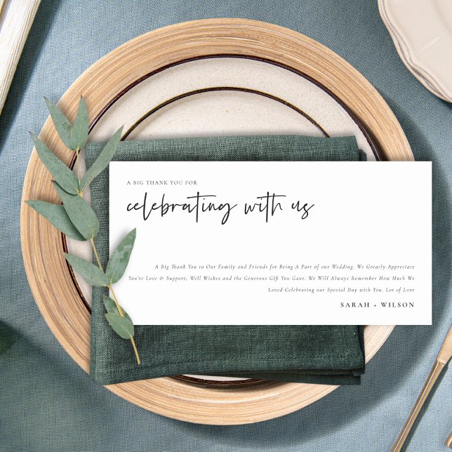 Carte De Remerciements Simple Chic Celebrate With Us Calligraphy Wedding (Créateur téléchargé)