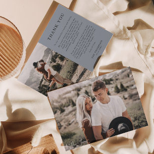 Carte De Remerciements Simple classique Dusty Blue 2 Mariage photo