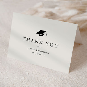 Carte De Remerciements Simple Classique Photo de remise des diplômes noir