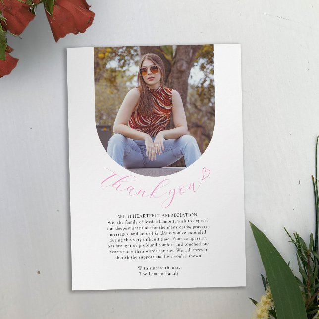 Carte De Remerciements Simple coeur rose blanc éveil photo (Créateur téléchargé)