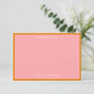 Carte De Remerciements Simple Cute Moderne Rose Orange Douche personnalis