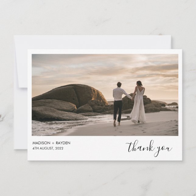 Carte De Remerciements Simple Dark Green Landscape mariage photo (Devant)