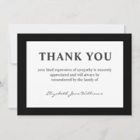 Carte de remerciements simple de garde noire Funer