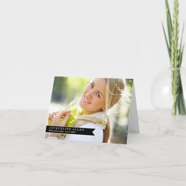 Carte de remerciements simple de graduation au rub (Devant)