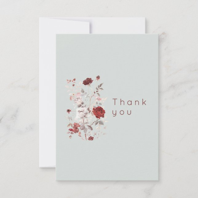 Carte De Remerciements Simple Dove Grey Watercolor Floral  (Devant)