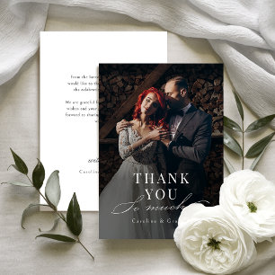 Carte De Remerciements Simple Écriture Élégante Typographie Photo Mariage